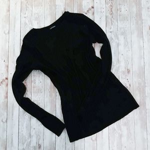 Club Monaco Black Ribbed Long Sleeve Shirt